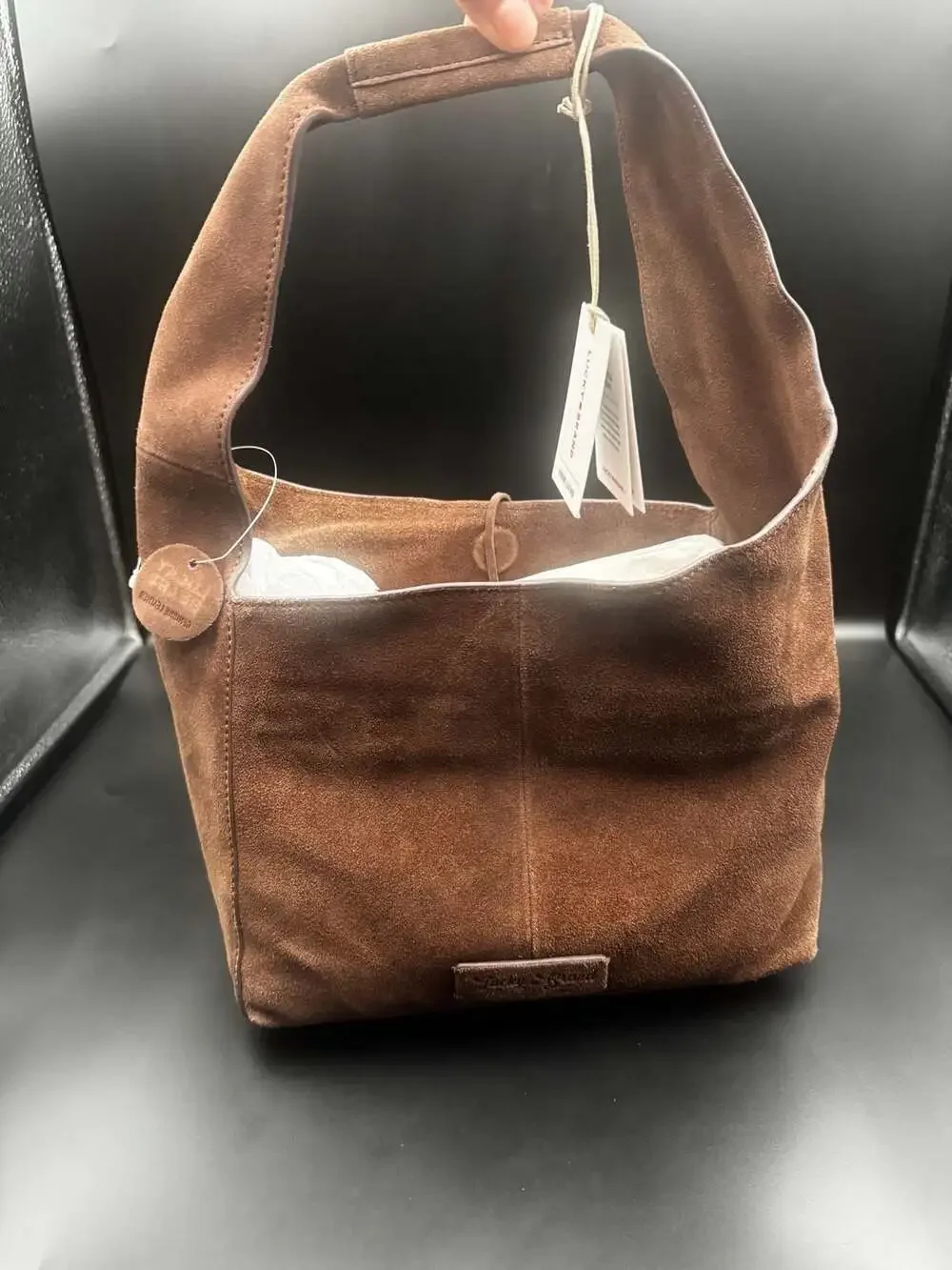 Lucky Brand Brown Suede Tie Hobo Shoulder Bag